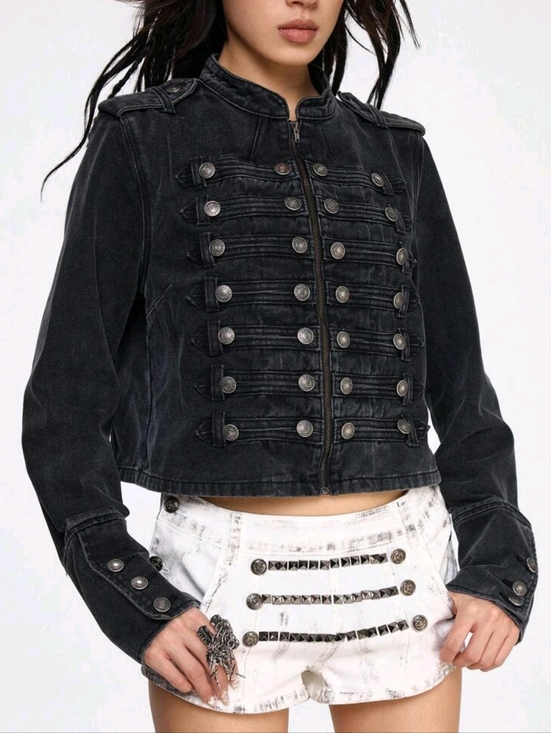 Jackets & Blazers - Black Military-Style Women's Jacket